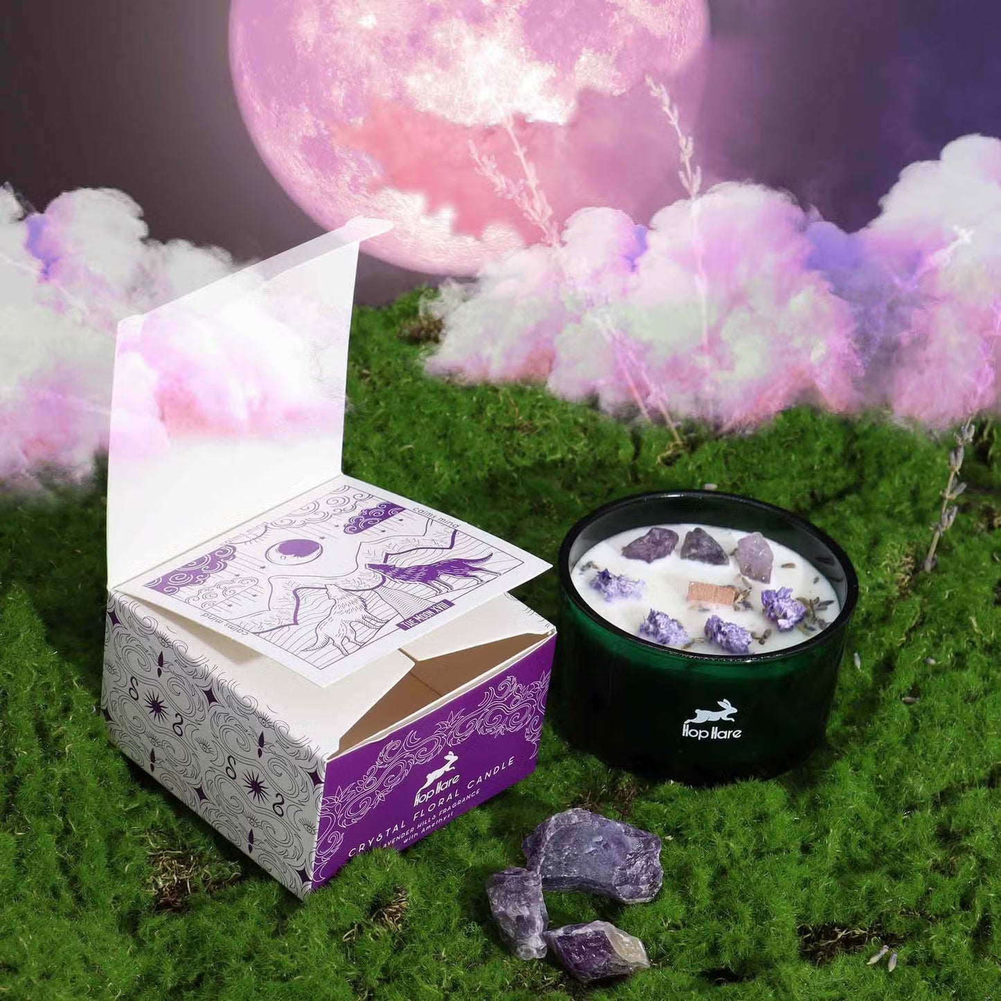 The Moon Crystal Candle - Amethyst & Lavender