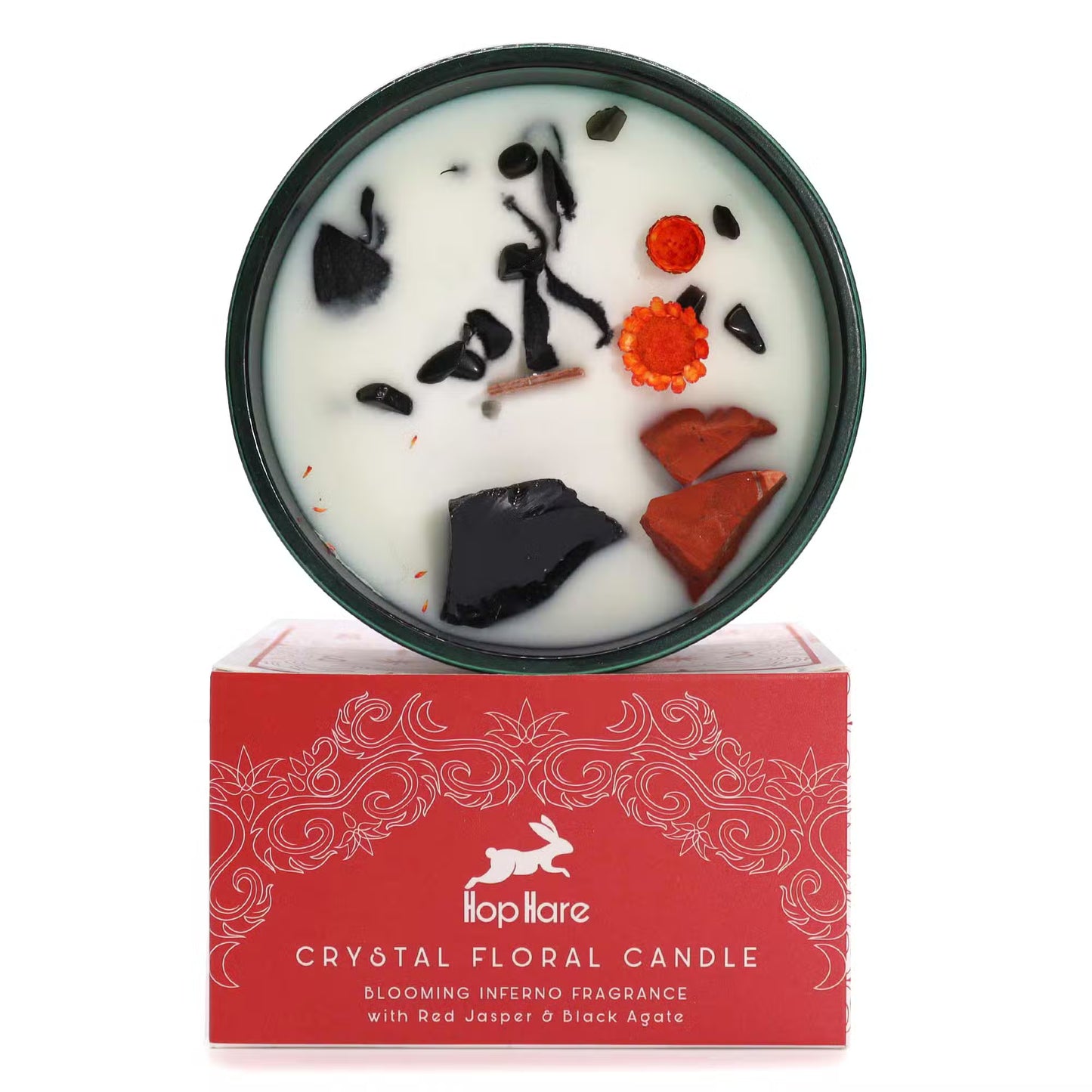 The Devil Crystal Candle - Red Jasper, Black Agate & Patchouli