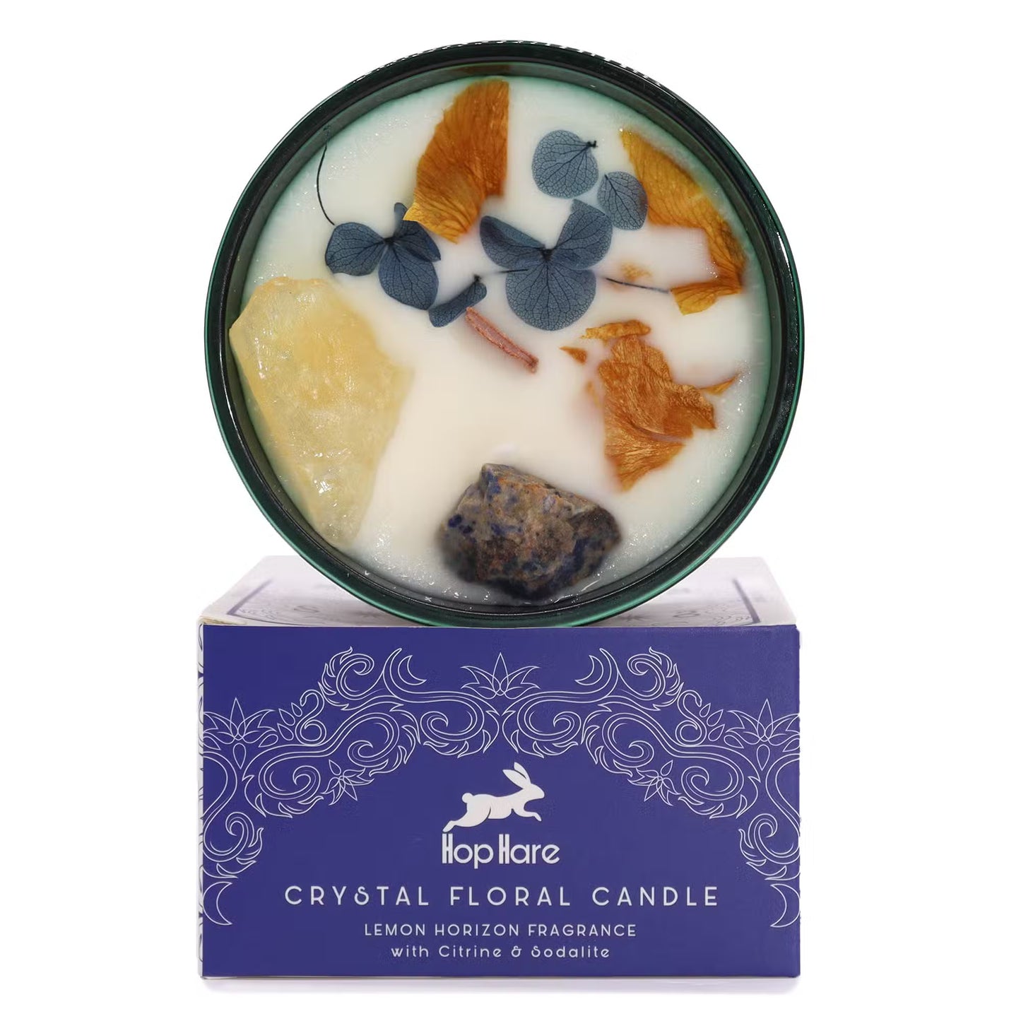 The Sun Crystal Candle - Citrine, Sodalite & Citrus