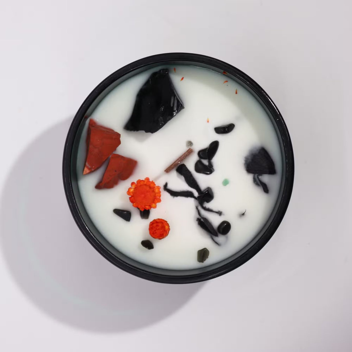 The Devil Crystal Candle - Red Jasper, Black Agate & Patchouli
