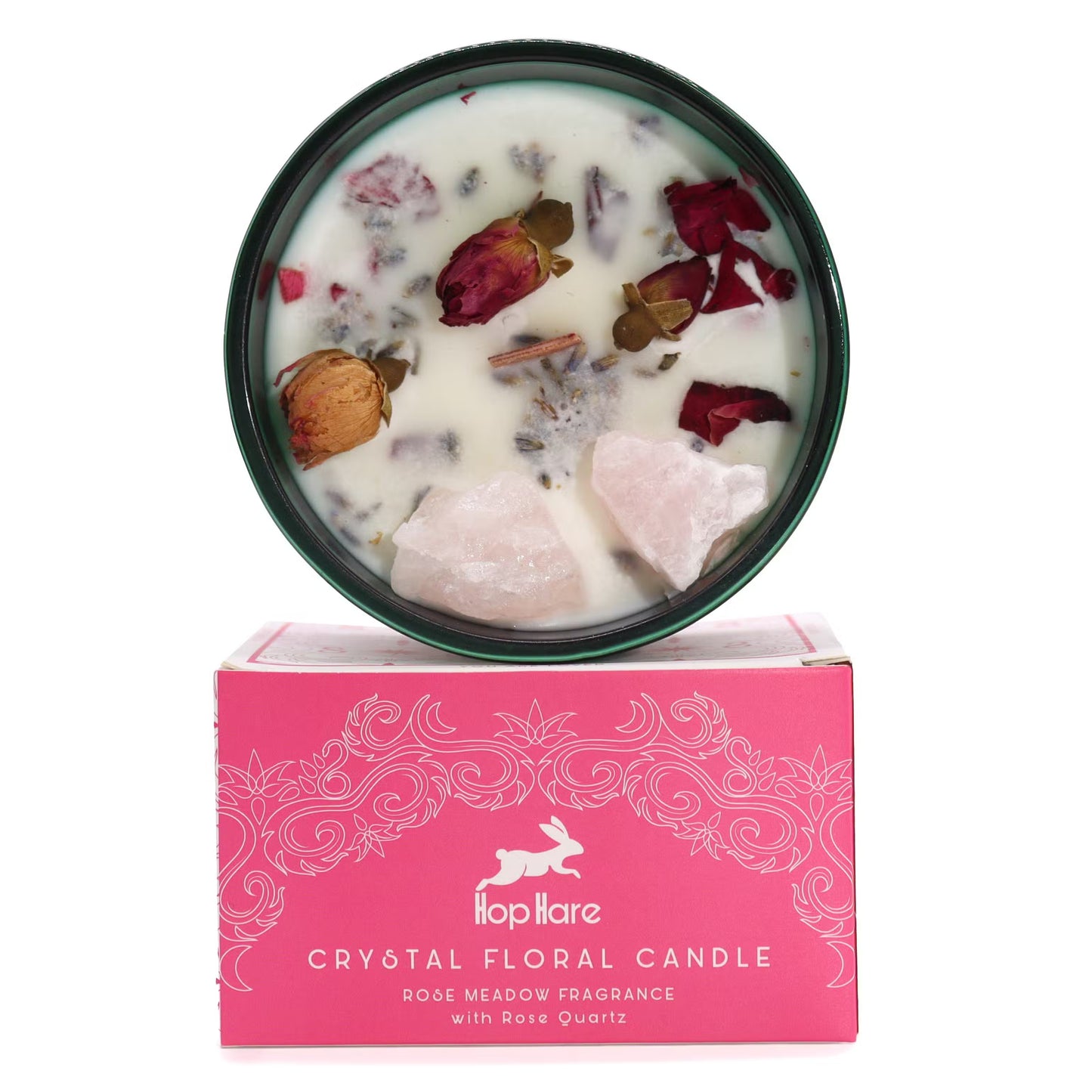 The Lovers Crystal Candle - Rose Quartz & Rose