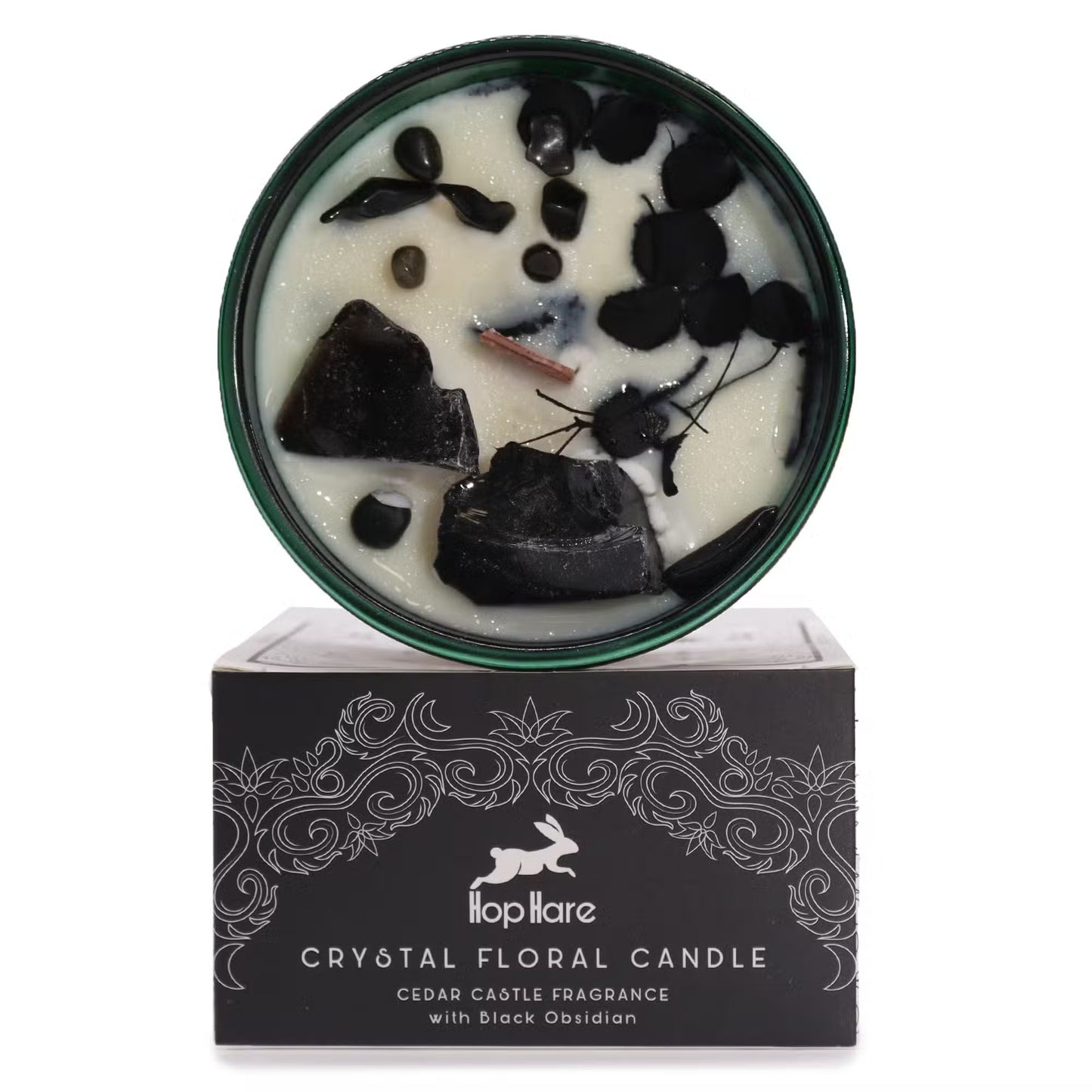 The Knight of Swords Crystal Candle - Black Obsidian & Cedar