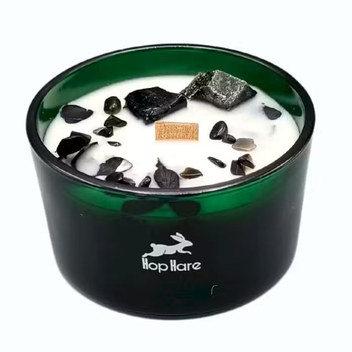 The Knight of Swords Crystal Candle - Black Obsidian & Cedar