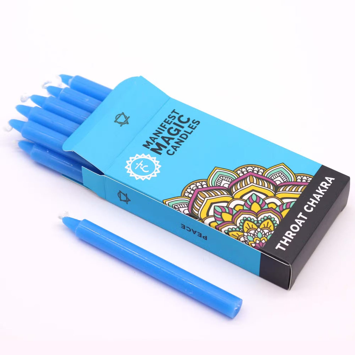 Manifest Spell Candles Throat Chakra - Blue (pack of 12)
