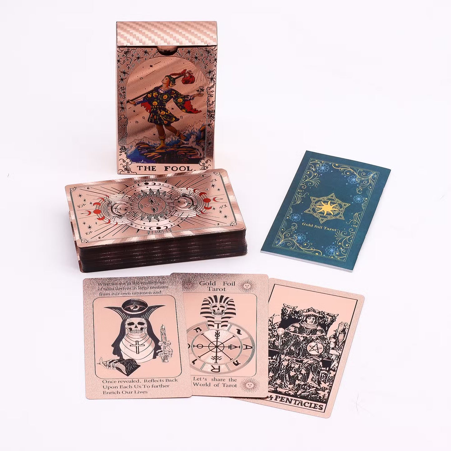 Pink Rose Gold Traditional Tarot Deck With Guidebook