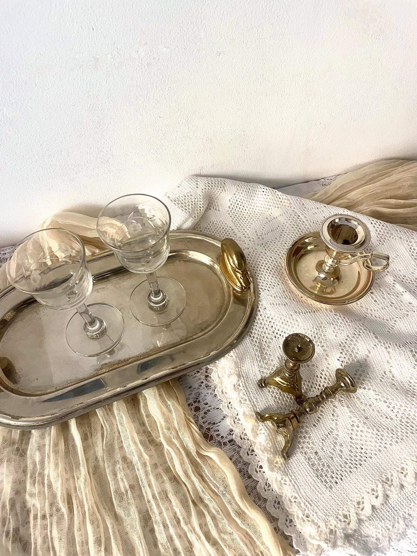 Vintage Hollywood Regency Style Silver Plate Swan Handle Tray