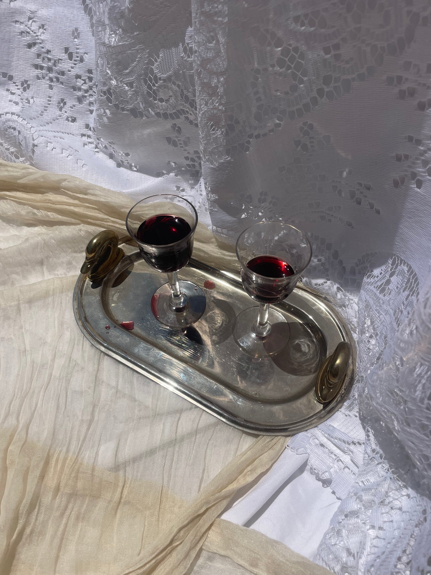 Vintage Hollywood Regency Style Silver Plate Swan Handle Tray
