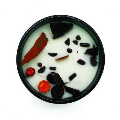 The Devil Crystal Candle - Red Jasper, Black Agate & Patchouli